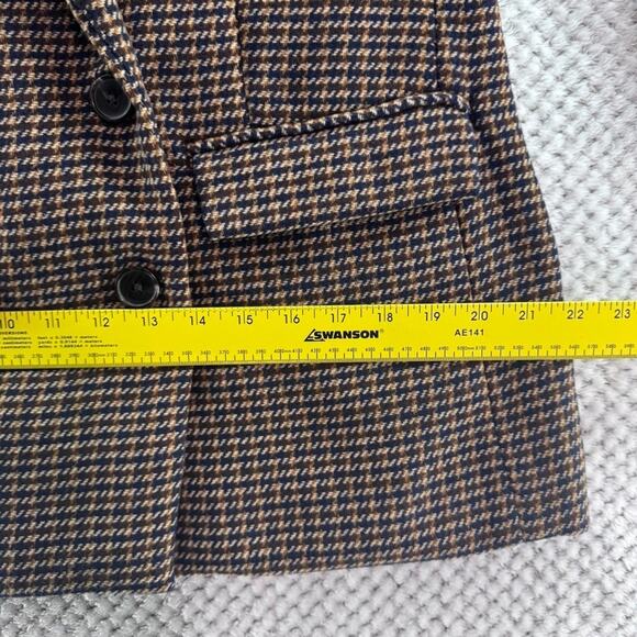 Old Navy Sports Blazer Womens S Brown Blue Plaid Jacket Academia Preppy Lined - Picture 12 of 15